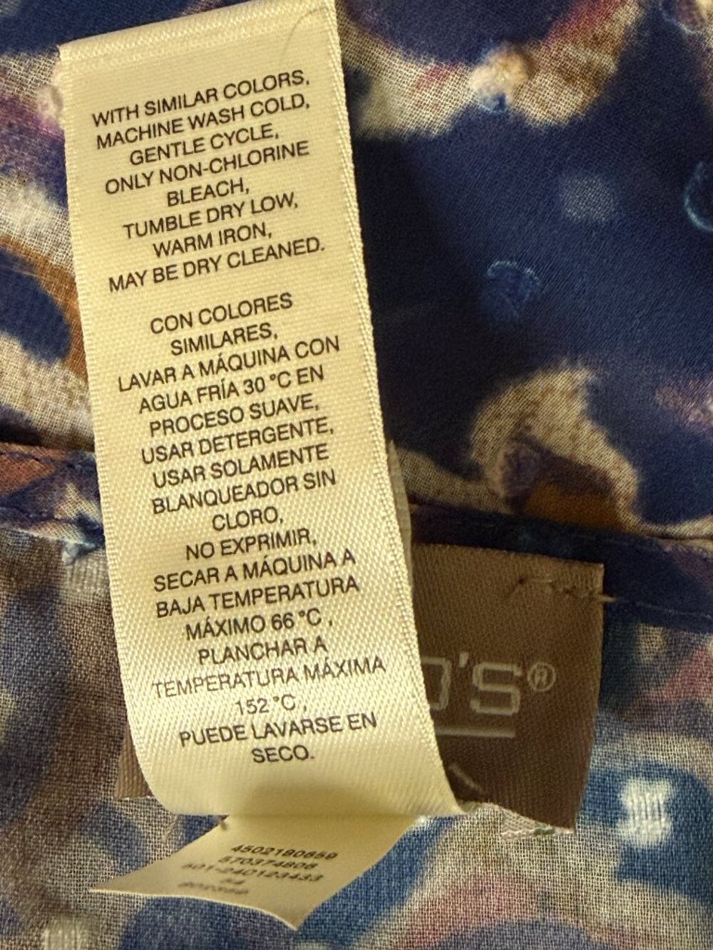 Chicos Sheer Dolman Top Blouse Shirt Asymmetrical Paisley Floral Blue S M - Picture 8 of 8